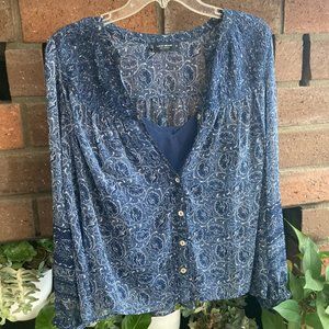 Lucky Brand Sheer Top with Camisole (Blue / Medium)